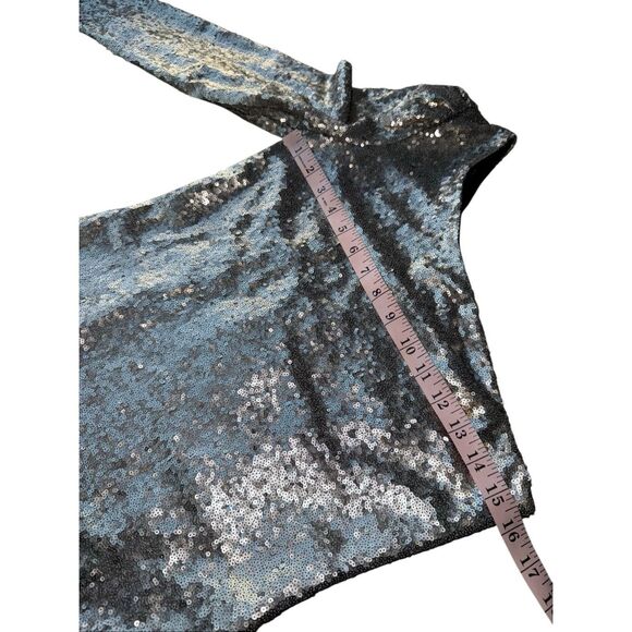 Highline Collective One Shoulder Silver Sequined One shoulder Cocktail Dress - Picture 7 of 9